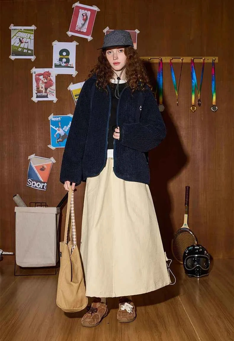 Y2K Stylish Embroidered Patchwork Furr Jacket