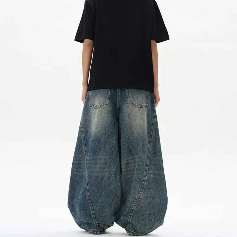 Men's Retro Vintage Wide Leg Denim Jeans