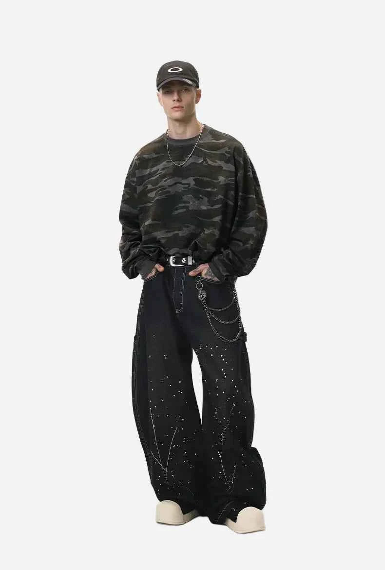 Versatile Camouflage Round Neck Sweatshirt
