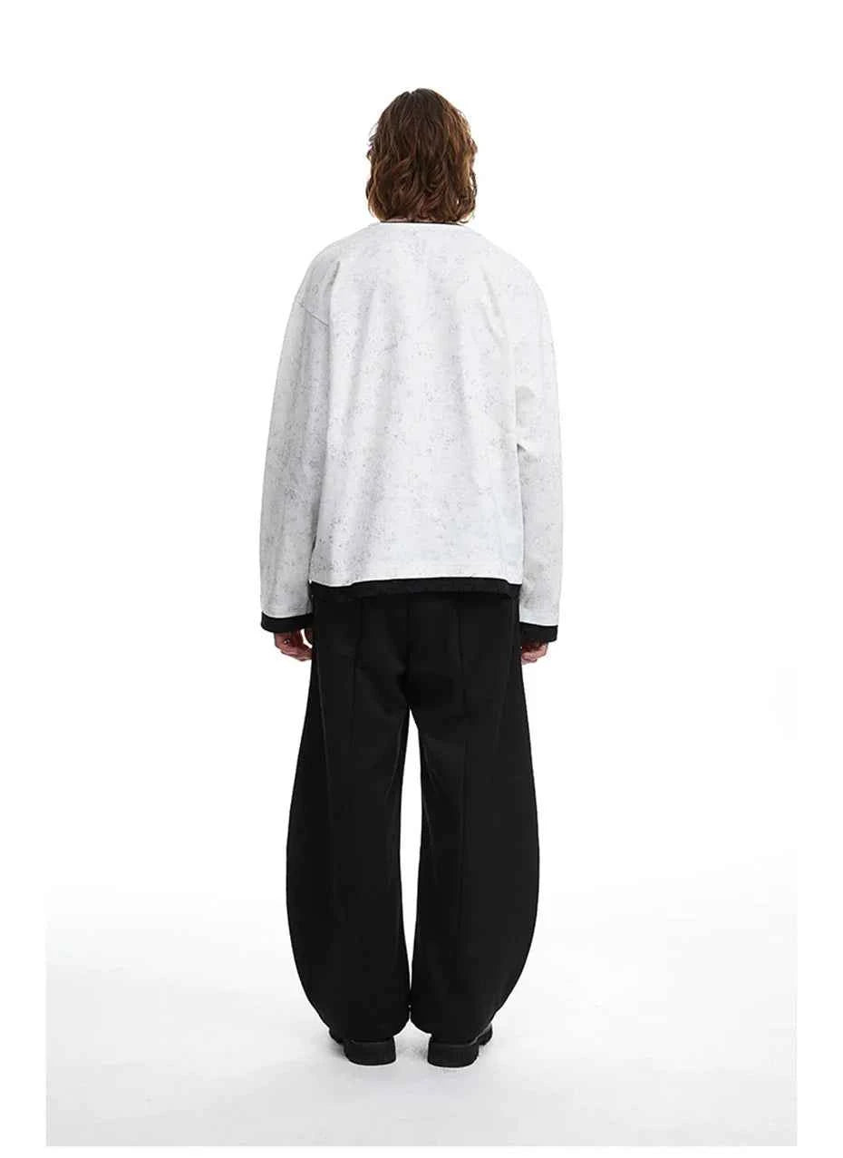 Dark Gothic Punk Fake Two-Piece Long T-Shirt