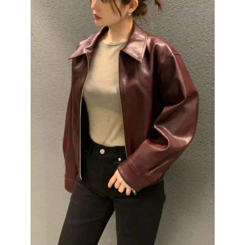 Women Vintage Retro Hip Hop Leather Jacket