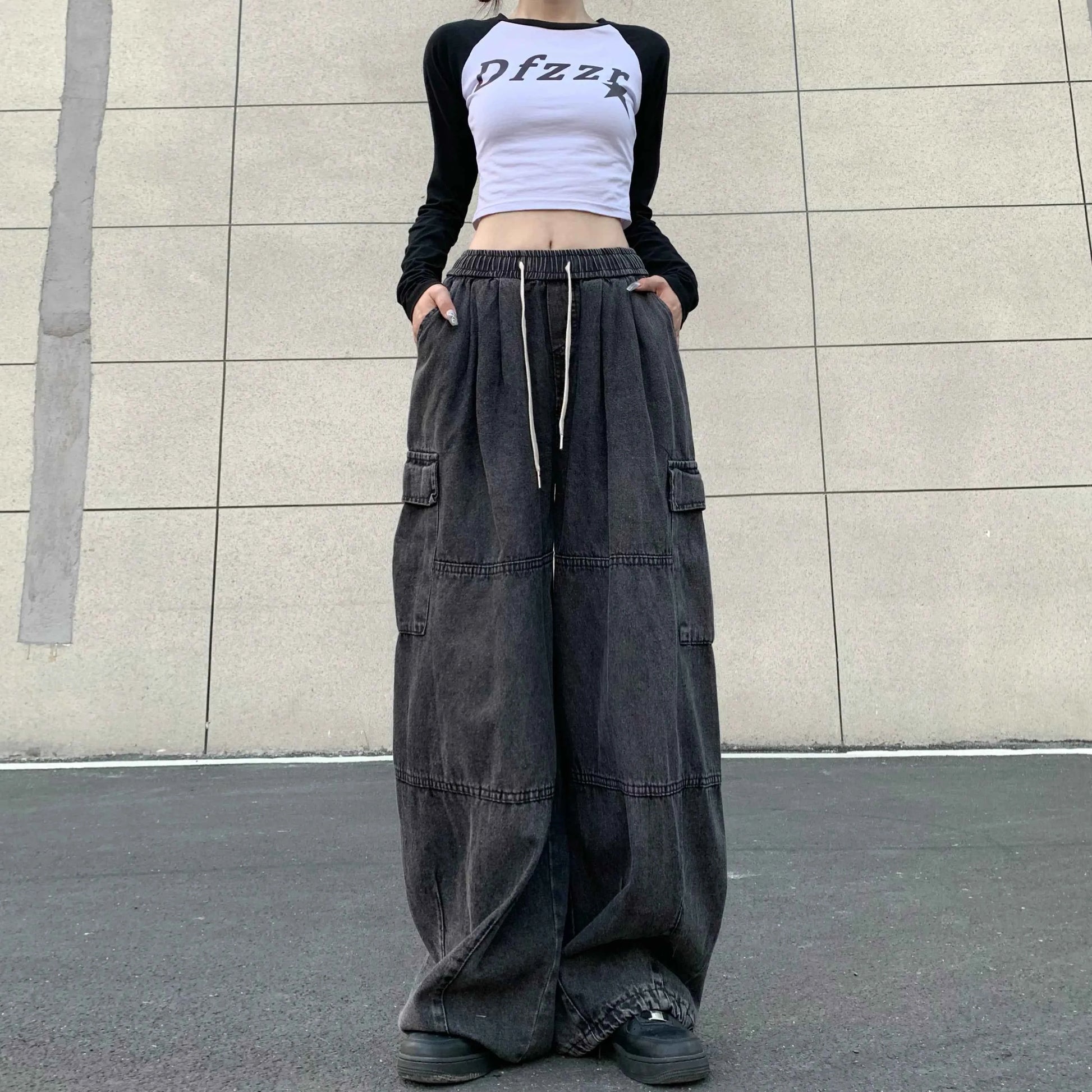 Y2K Effortless Wide Leg Cargo Jeans