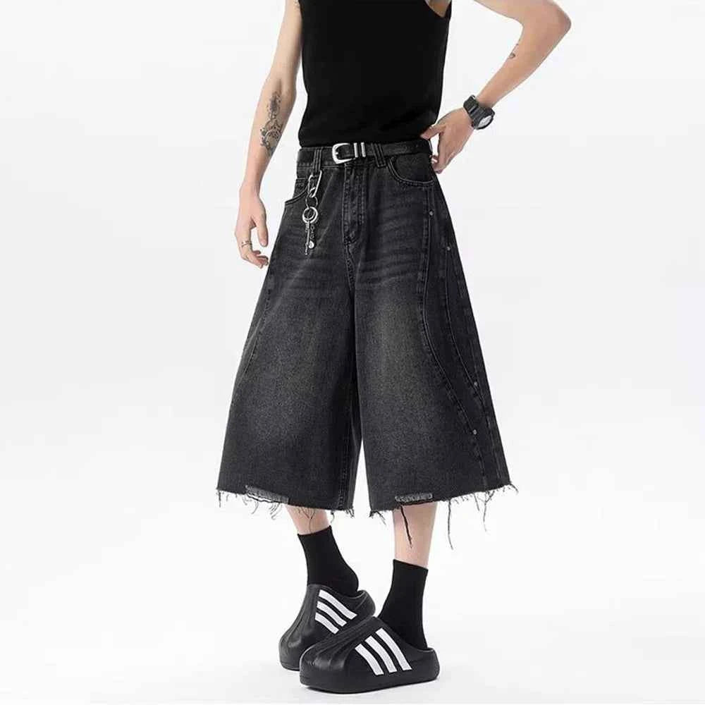 Autumn Solid Color Wide Leg Cropped Jorts