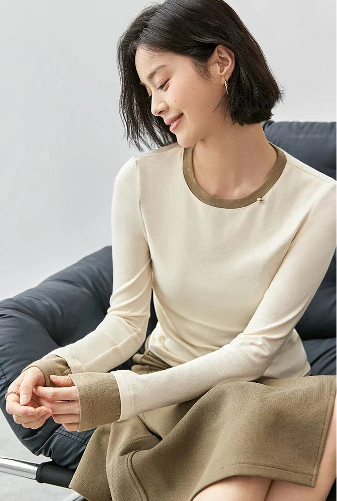 Cozy Patchwork Knit Long Sleeve T-Shirt - Luxuryurbanwear