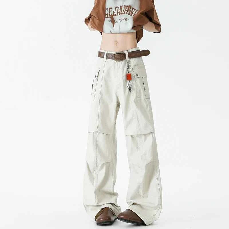 Gray & White Cargo Denim Work Jeans