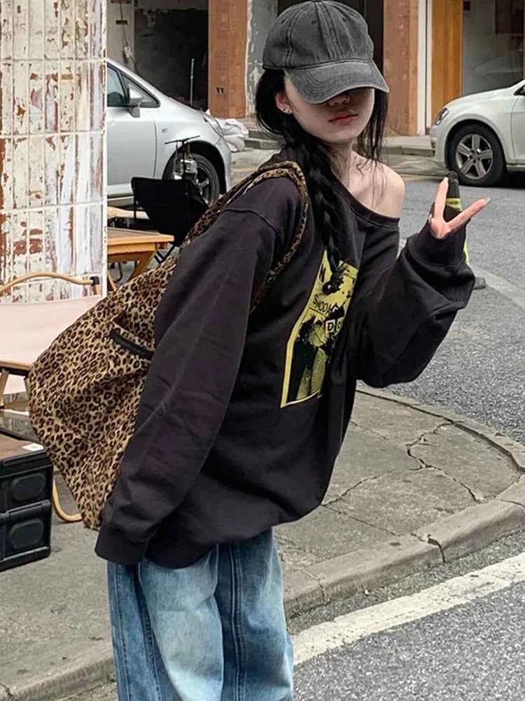 Vintage Oversized Hip Hop Cotton Print Sweatshirt
