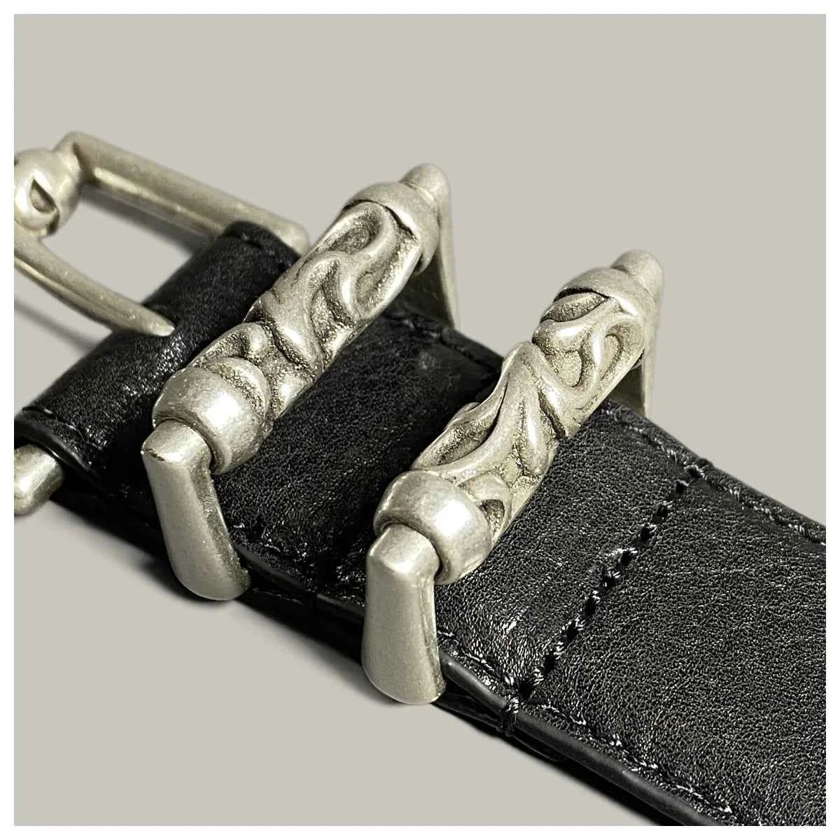 Ancient Silver Pin Buckle Leather Belt