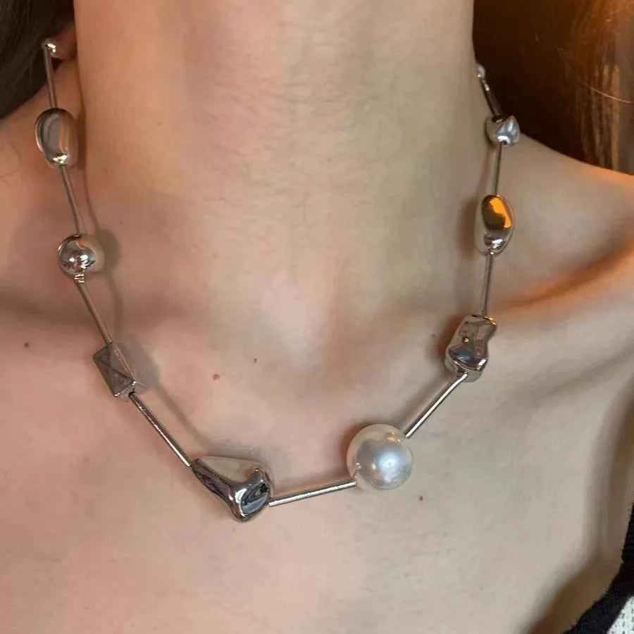 Wave Love Metal Beaded Necklace