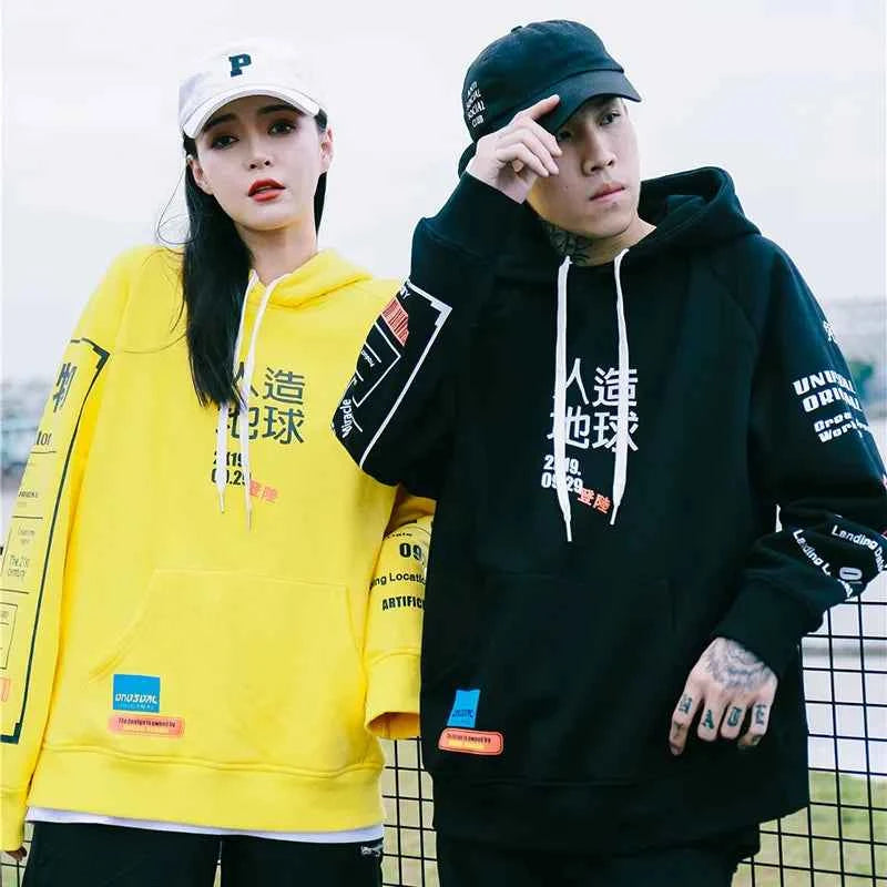 Comfortable Graffiti Kanji Graphic Hip Hop Hoodie