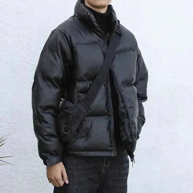 Men Black Winter Parka Padded Casual Jacket
