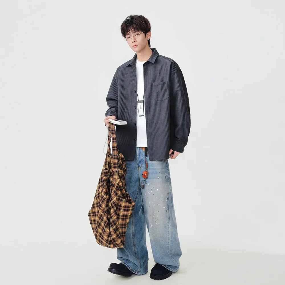 Y2K Vertical Striped Casual Long Sleeve Shirt