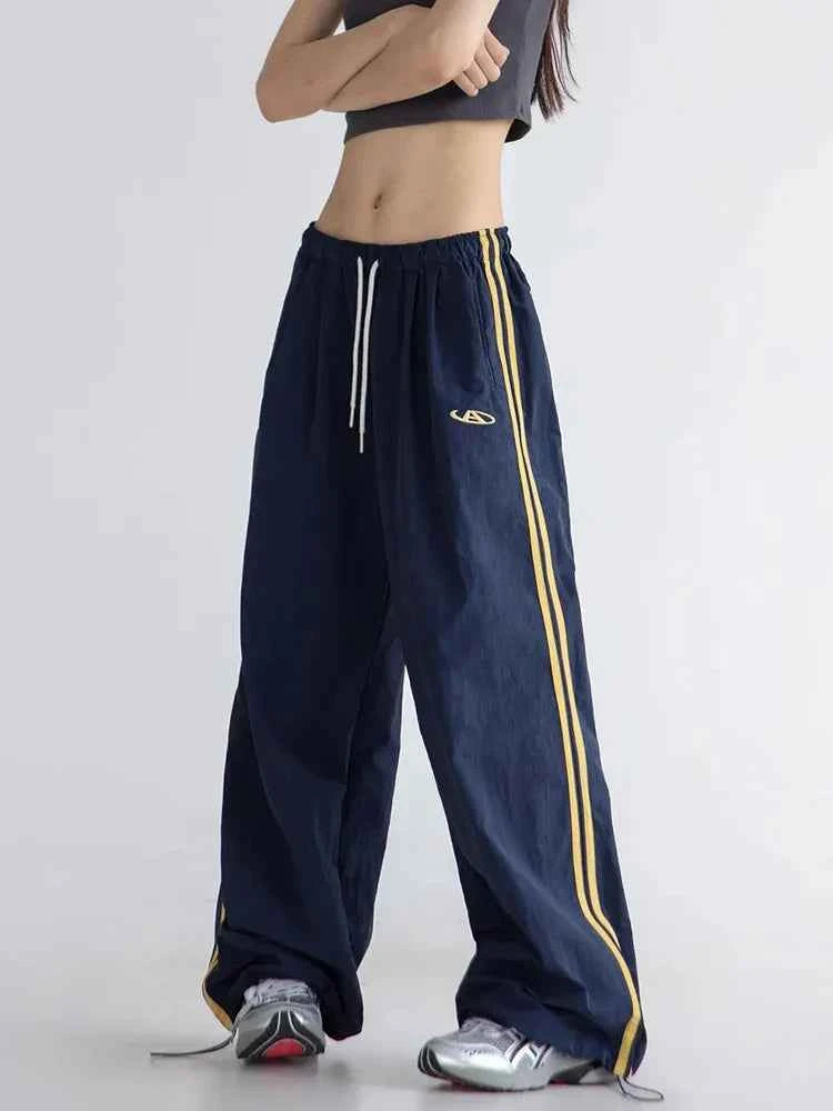 Women Casual Vintage Striped High Waist Sweatpants