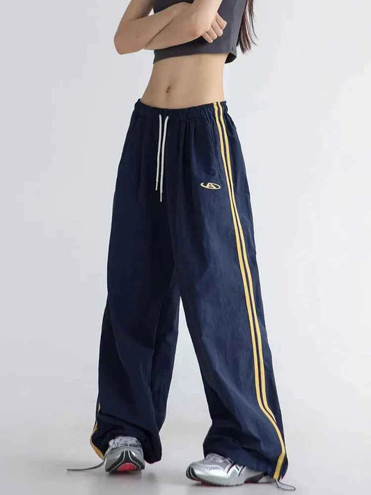 Women Casual Vintage Striped High Waist Sweatpants