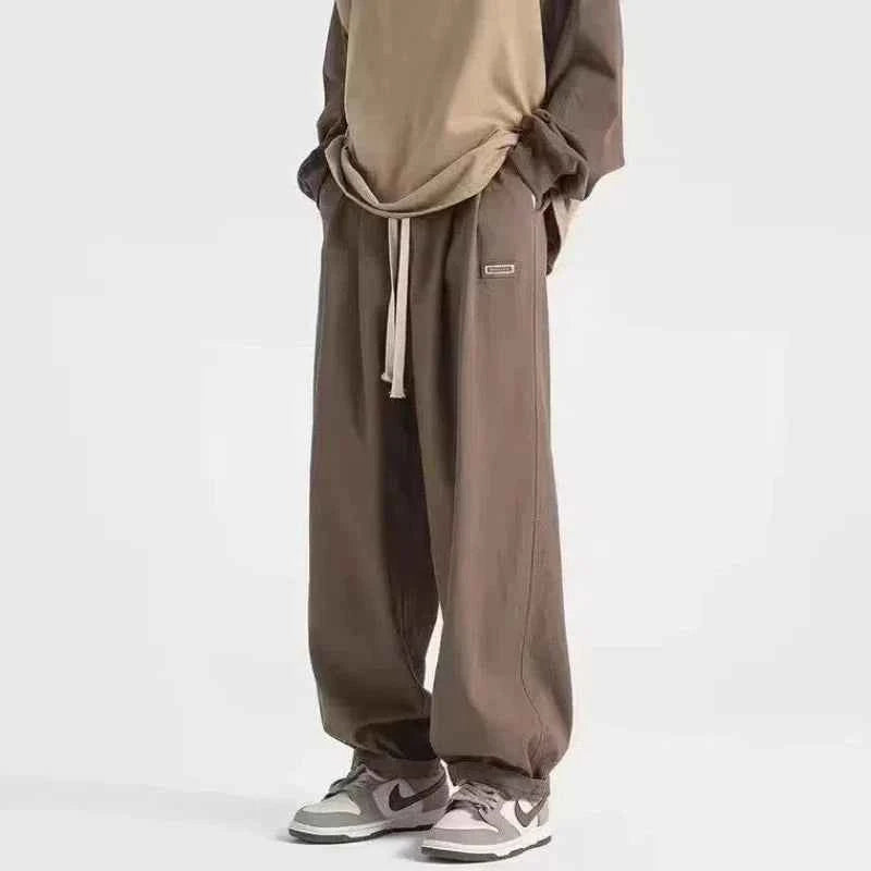 Streetwear Solid Color Elastic Waist Cotton Sweatpants