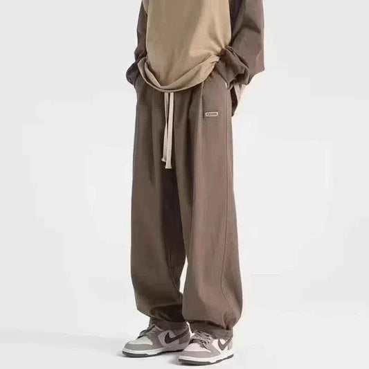 Streetwear Solid Color Elastic Waist Cotton Sweatpants
