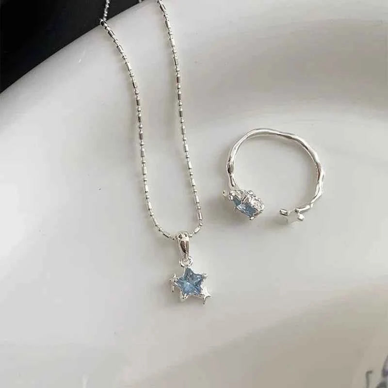 Elegant Blue Star Sterling Silver Necklace