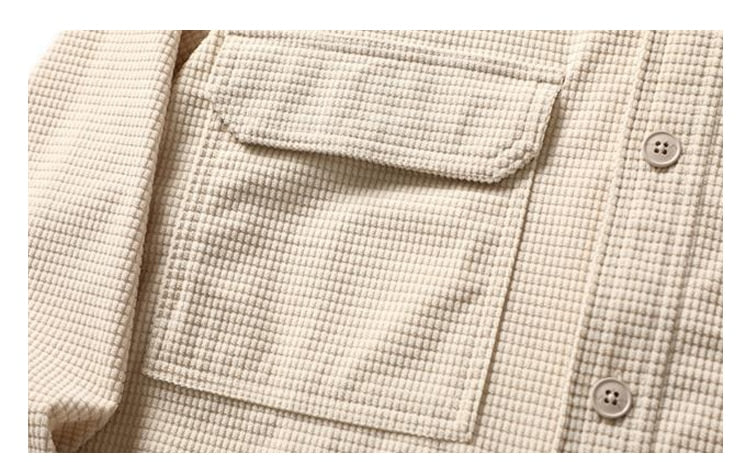 Corduroy Waffle Plaid Semi Collar Overshirt