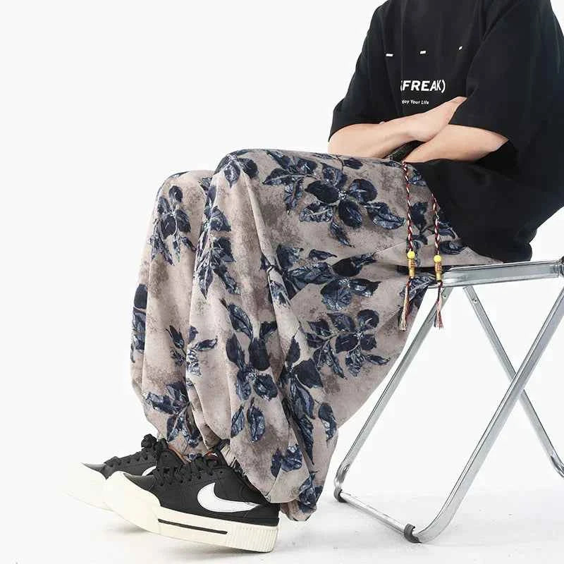 Comfortable Chinese Style Printed Harem Pants