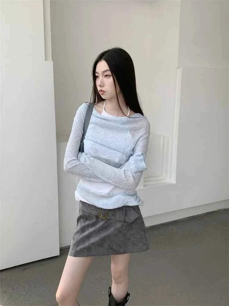 Elegant Fake Two-Piece Halter T-Shirt