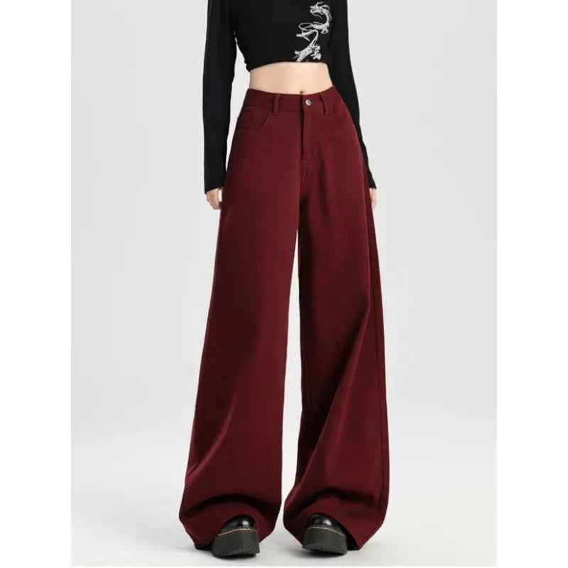 Retro Loose Red Emo High Waist Denim Jeans