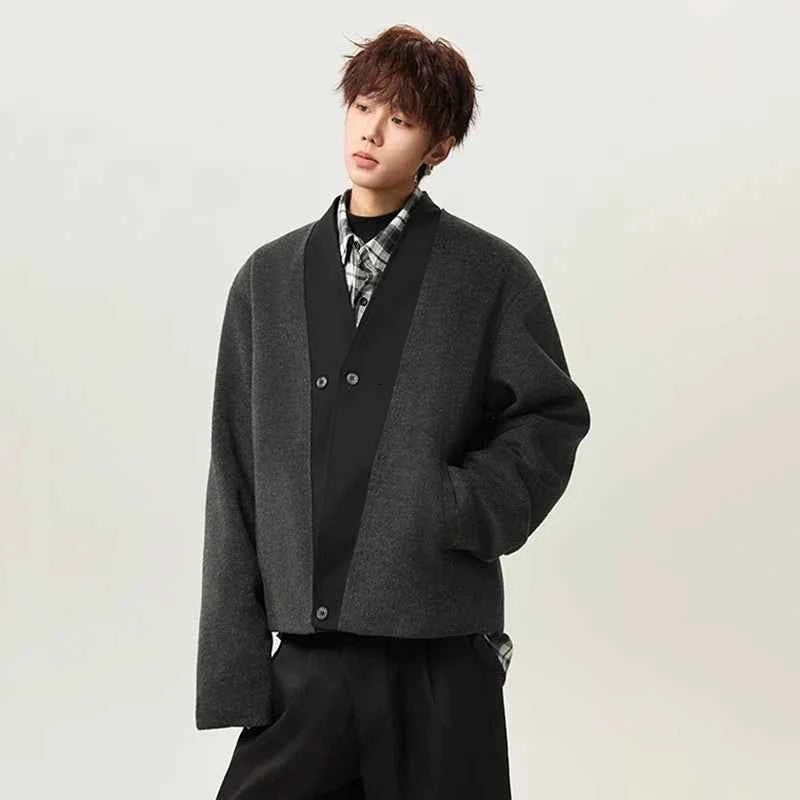 Versatile Double Faced V-Neck Woolen Cardigan
