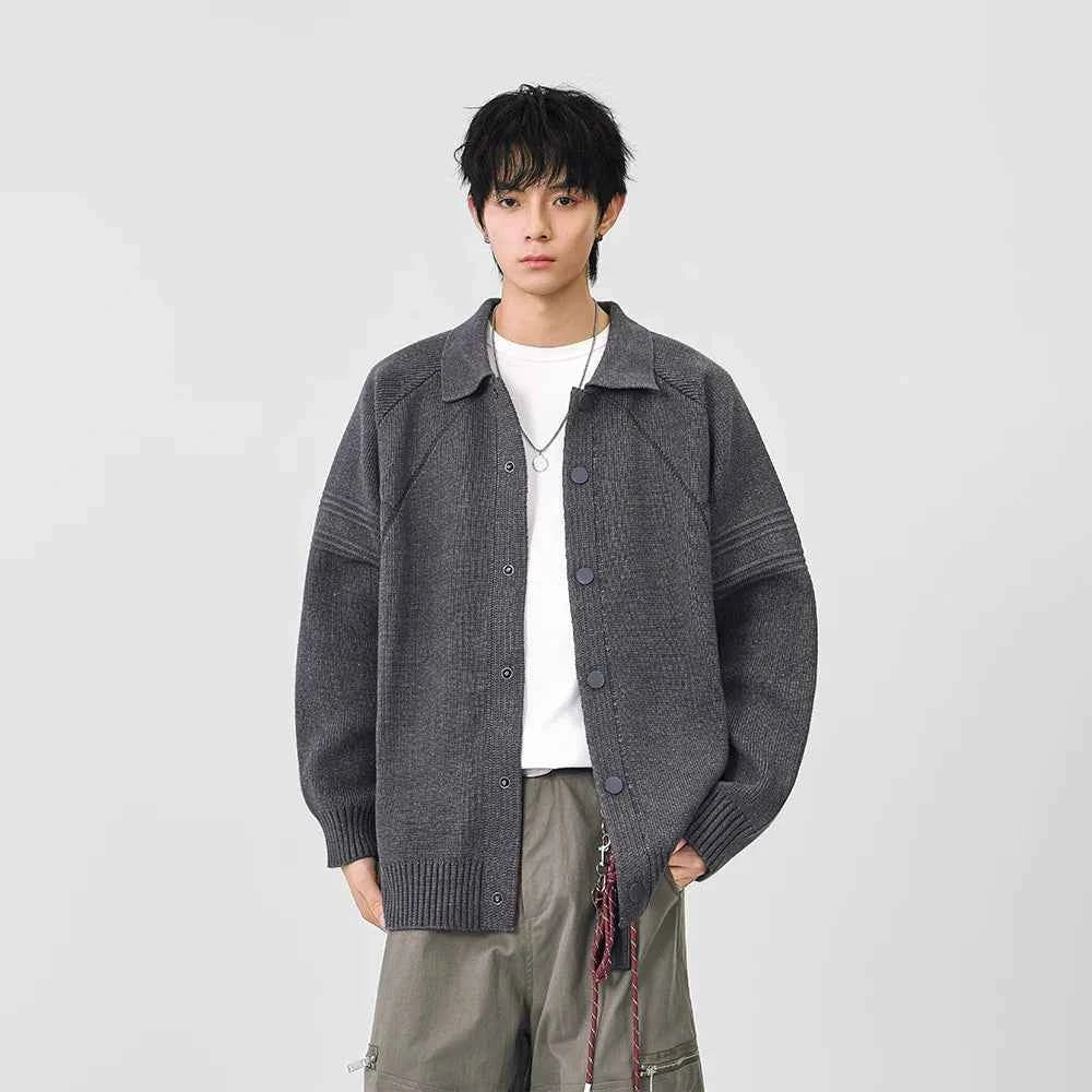 Versatile Solid Color Button Front Knitted Cardigan