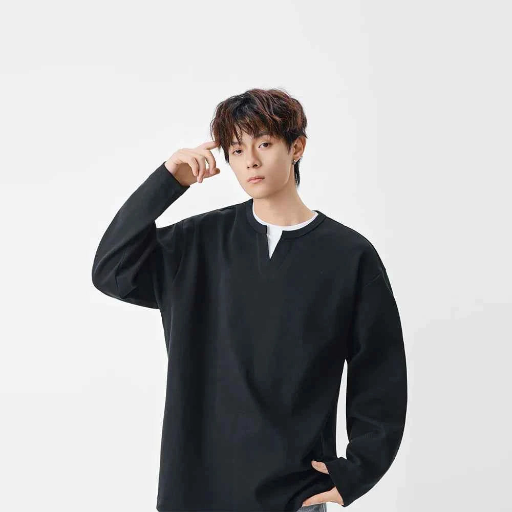 Hip Hop Minimalist Crew Neck Long Sleeve T-Shirt