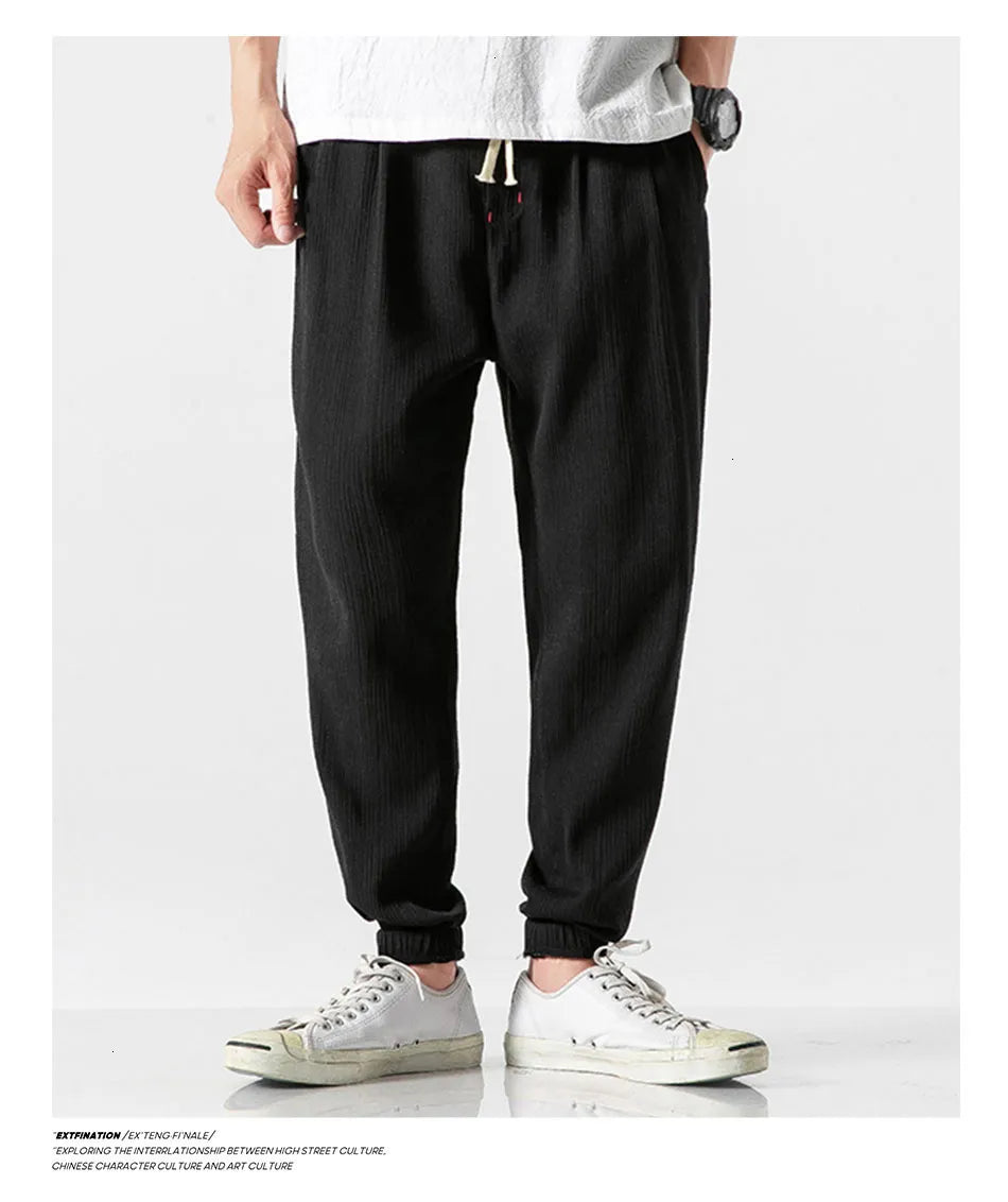 Drawstring Cropped Elastic Waist Casual Pants