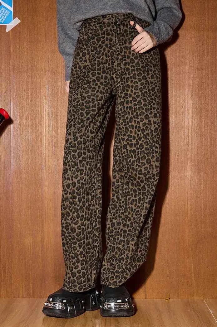 Y2K Leopard Print High Waist Slimming Jeans