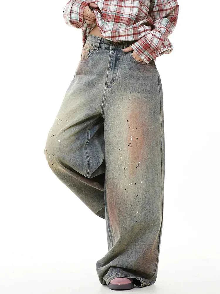 Women Vintage Gradient Wide Leg Jeans