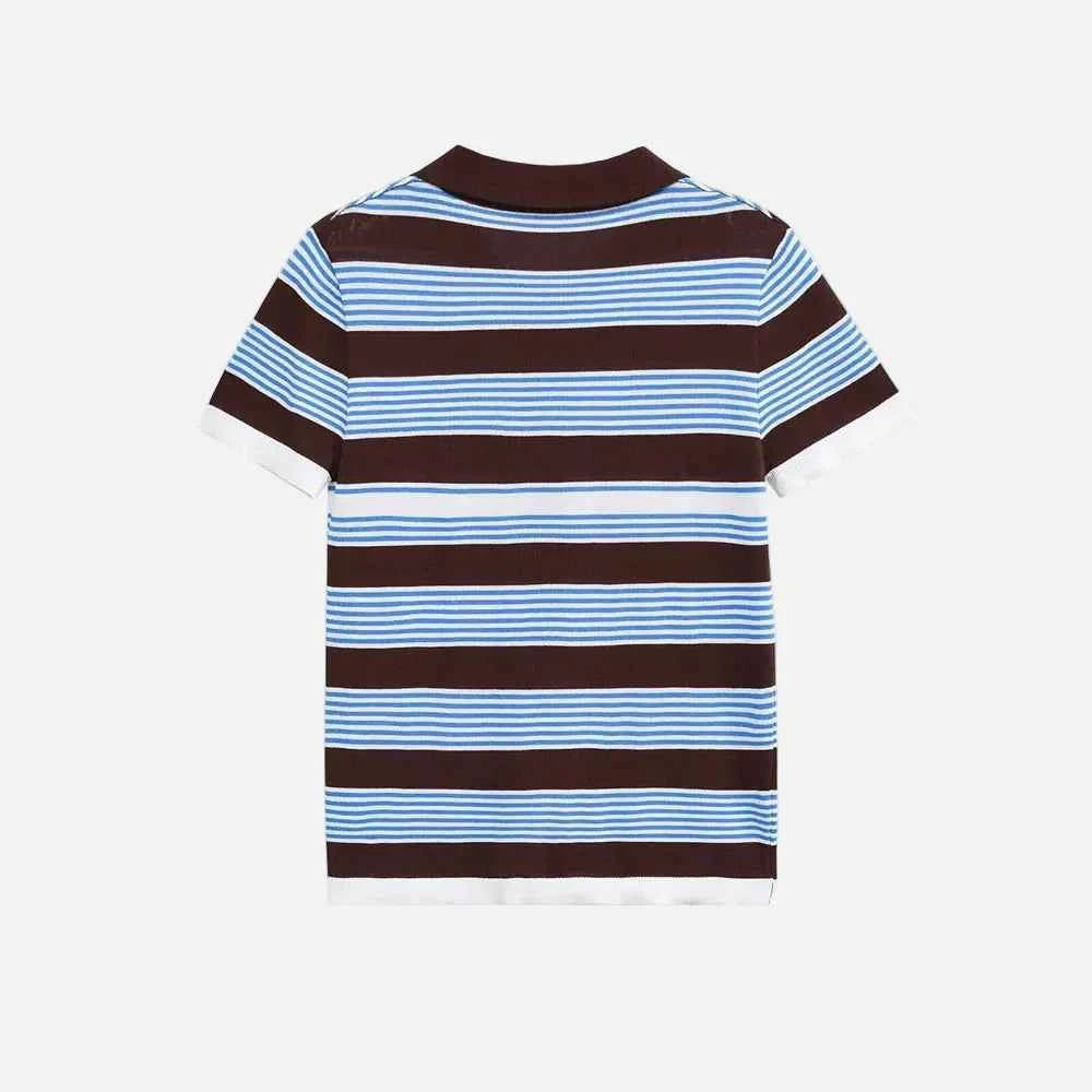 Durable Striped Knitted Short Sleeve Cardigan