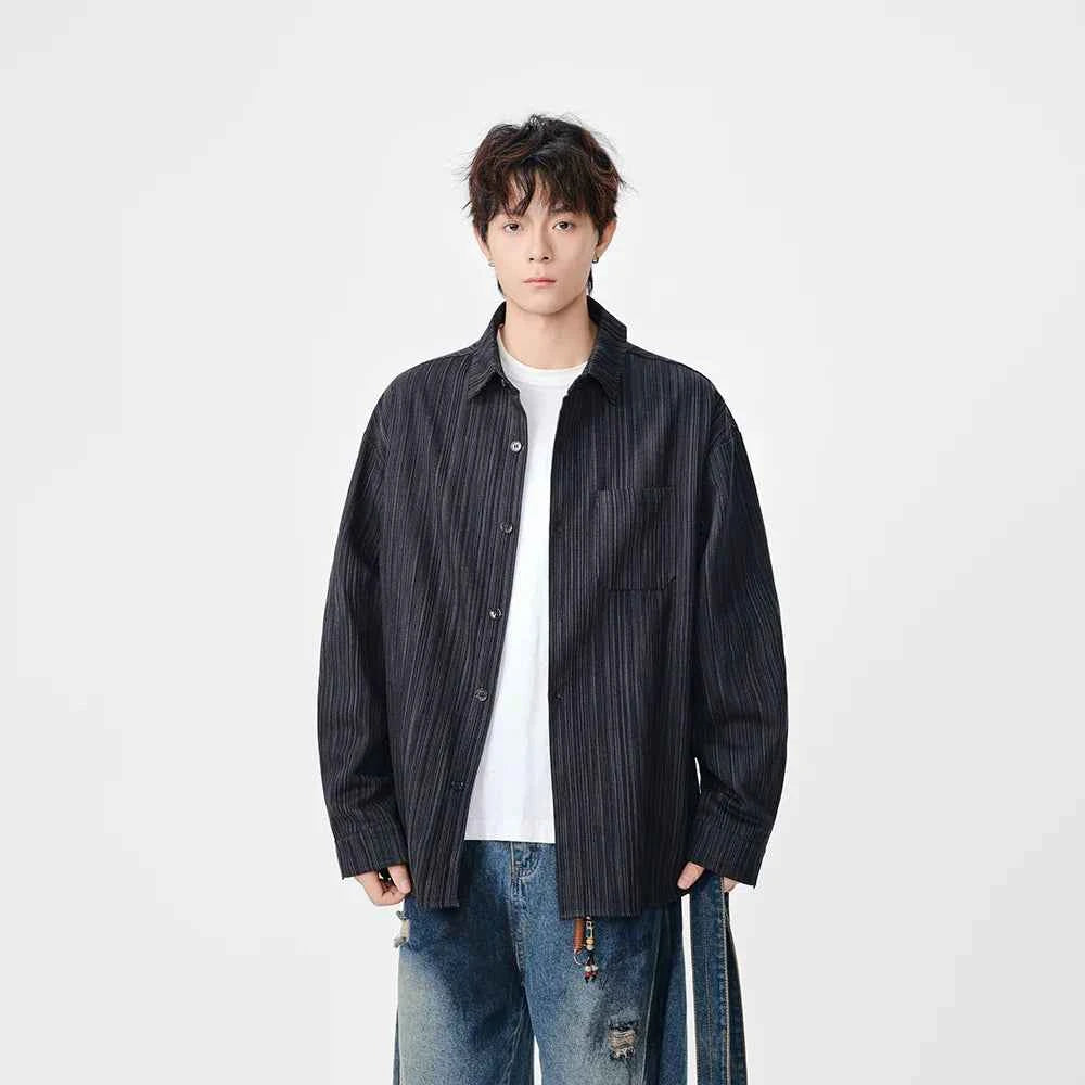 Y2K Vertical Striped Long Sleeve Shirt