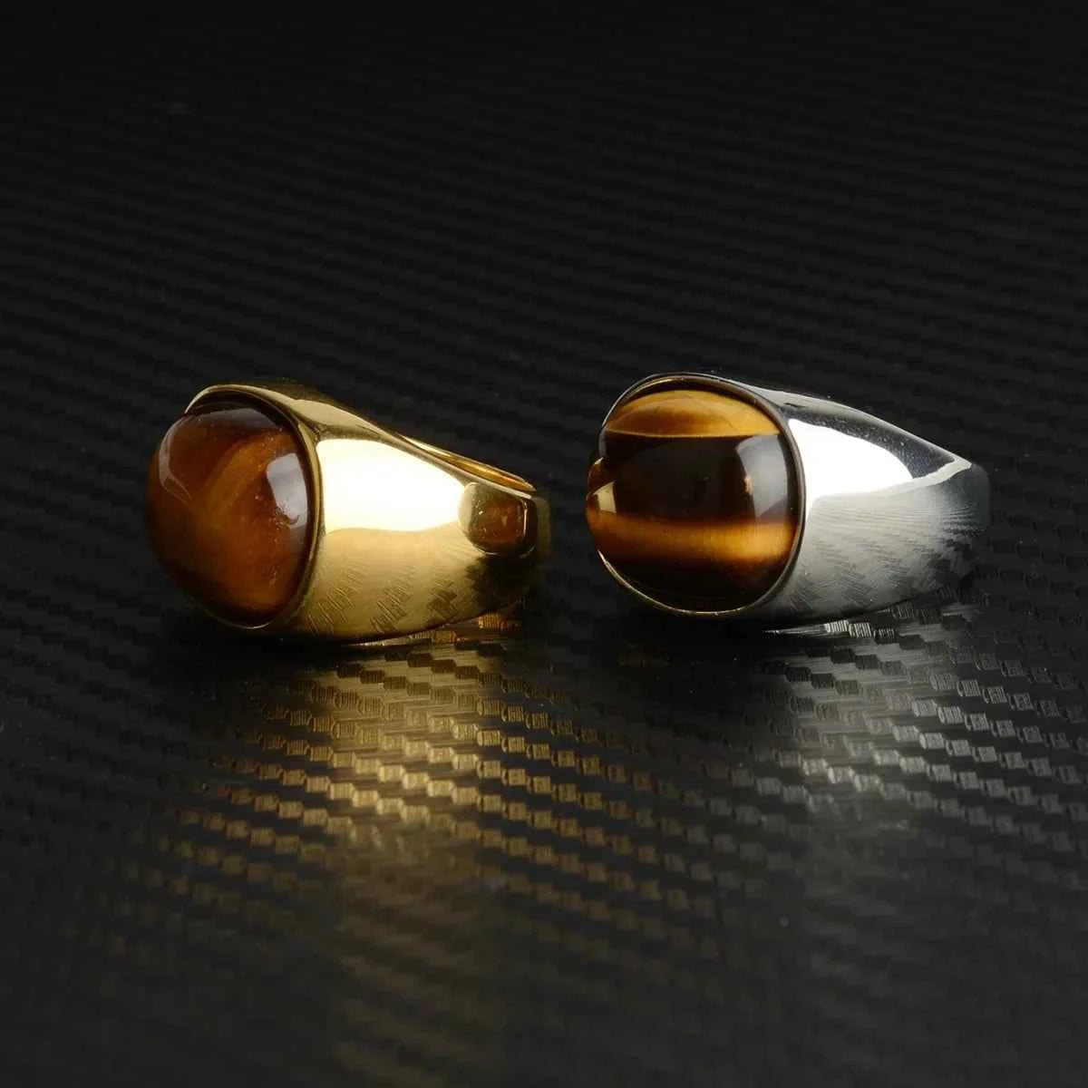 Handmade Retro Gold Tiger Eye Ring