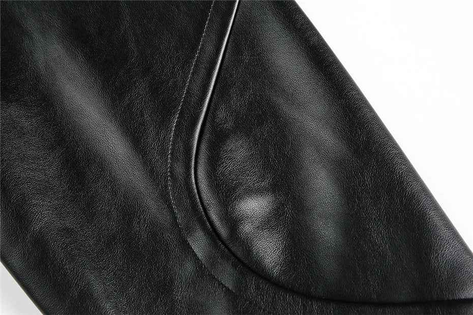 Streetwear Stylish Patchwork Black Leather Varsity Jacket