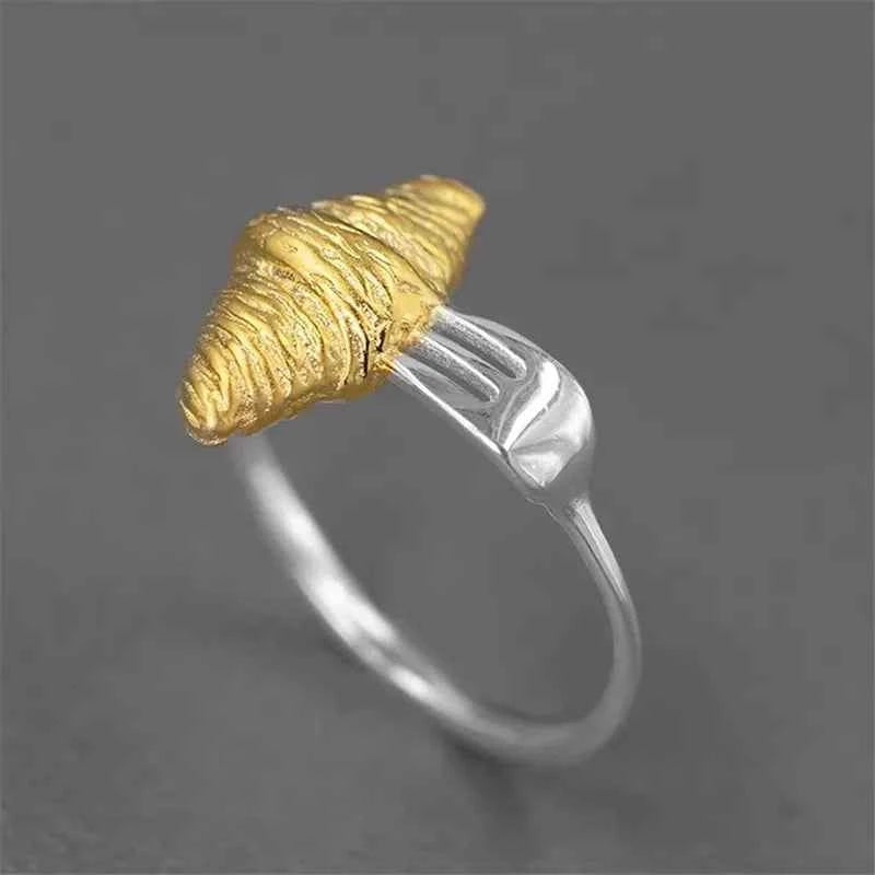 Original 925 Sterling Silver Irregular Croissant Ring