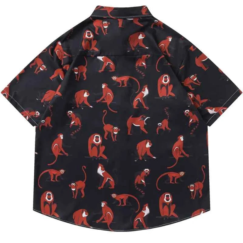 Colorful Cute Monkey Graphic Beach Shirt