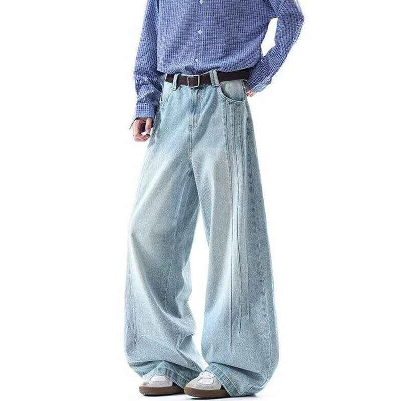 Minimal Look Gradient Washed Wide Leg Jeans