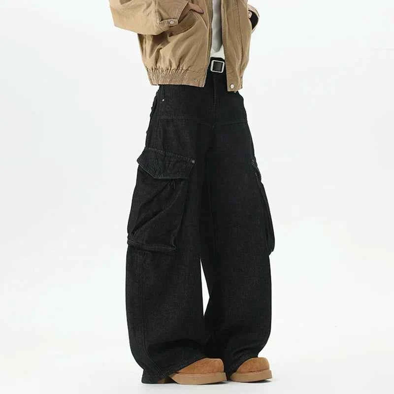 Streetwear High-Street Wide Leg Cargo Jeans