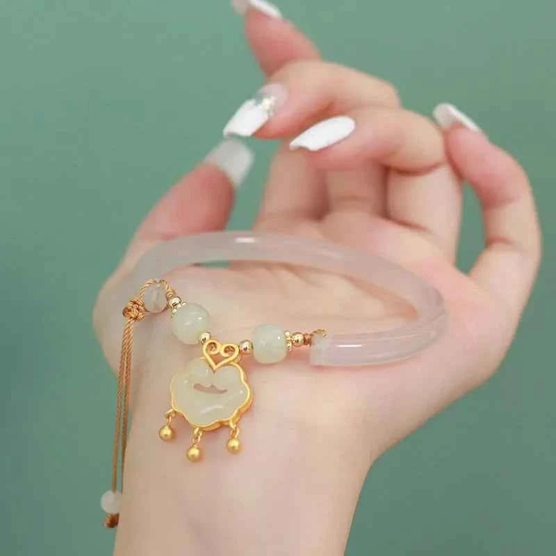 Luxury Vintage Imitation Jade Beaded Bracelet
