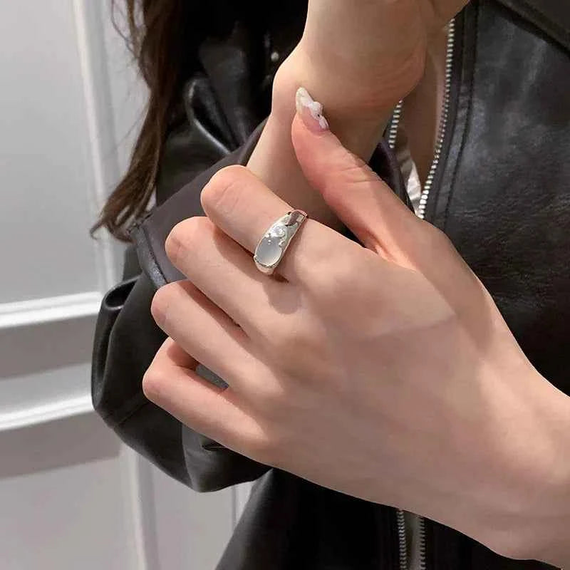 Women Chalcedony Geometry Sterling Silver Ring