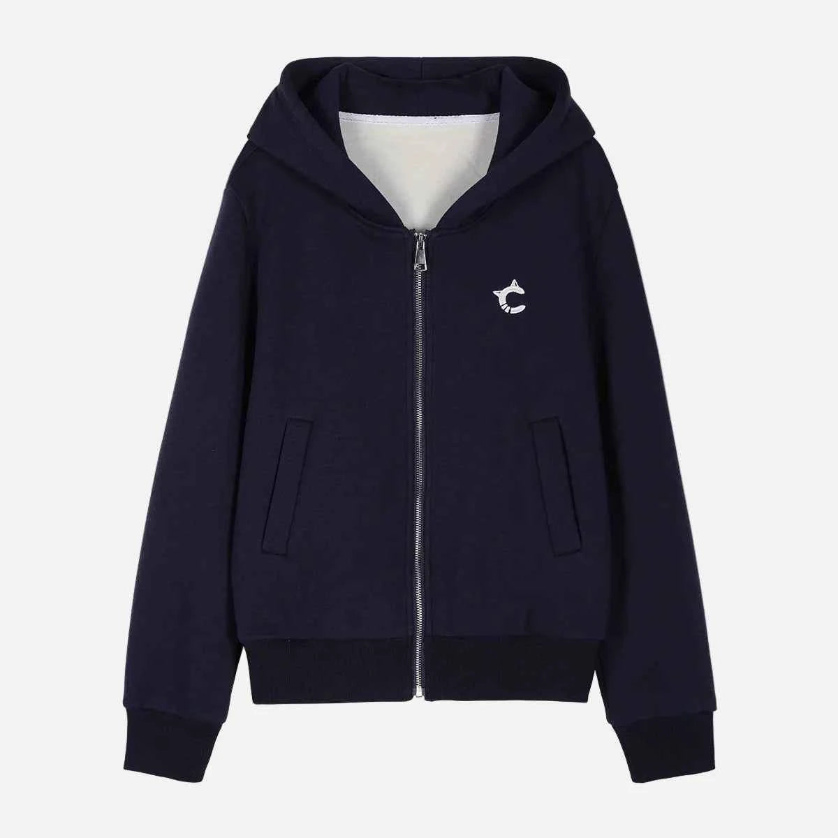 Fashionable Embroidered College Style Hooded Sweatshirt