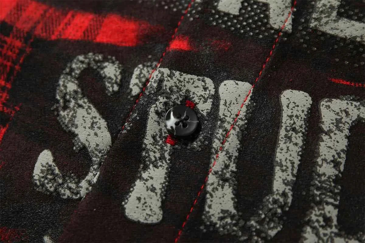 Durable Gothing Plaid Short Sleeve Red Casual Shirt