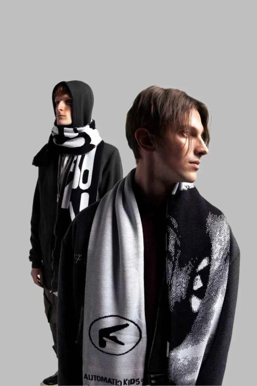 Black Knitted Winter Gothic Scarf