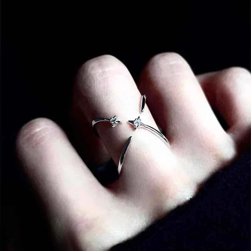 Elegant Galaxy Cross Star Open Ring