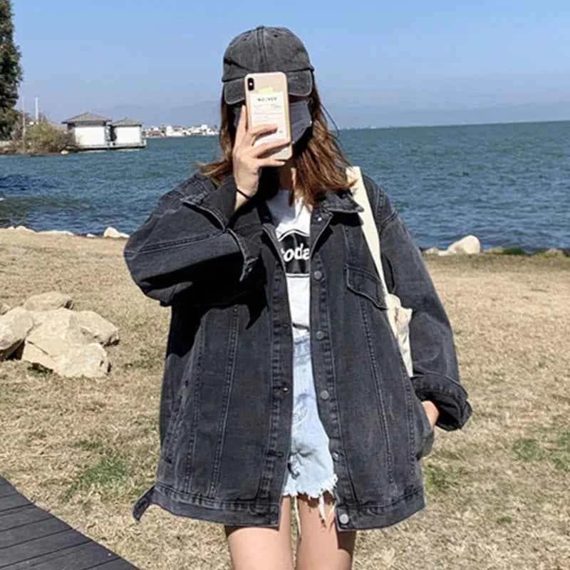 Durable Loose Fit Coat Retro Denim Jacket