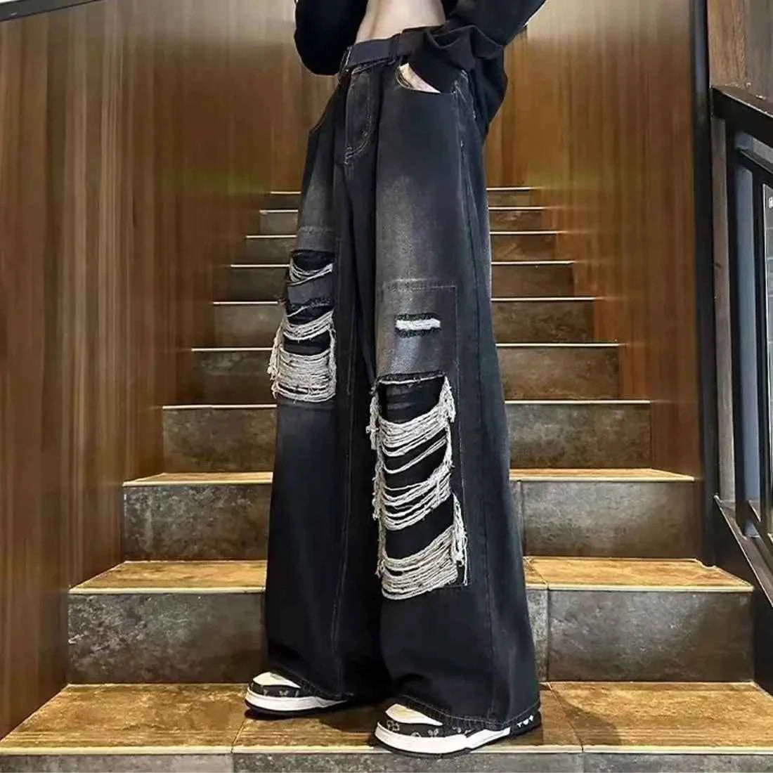 Retro High Street Hip Hop Ripped Jeans