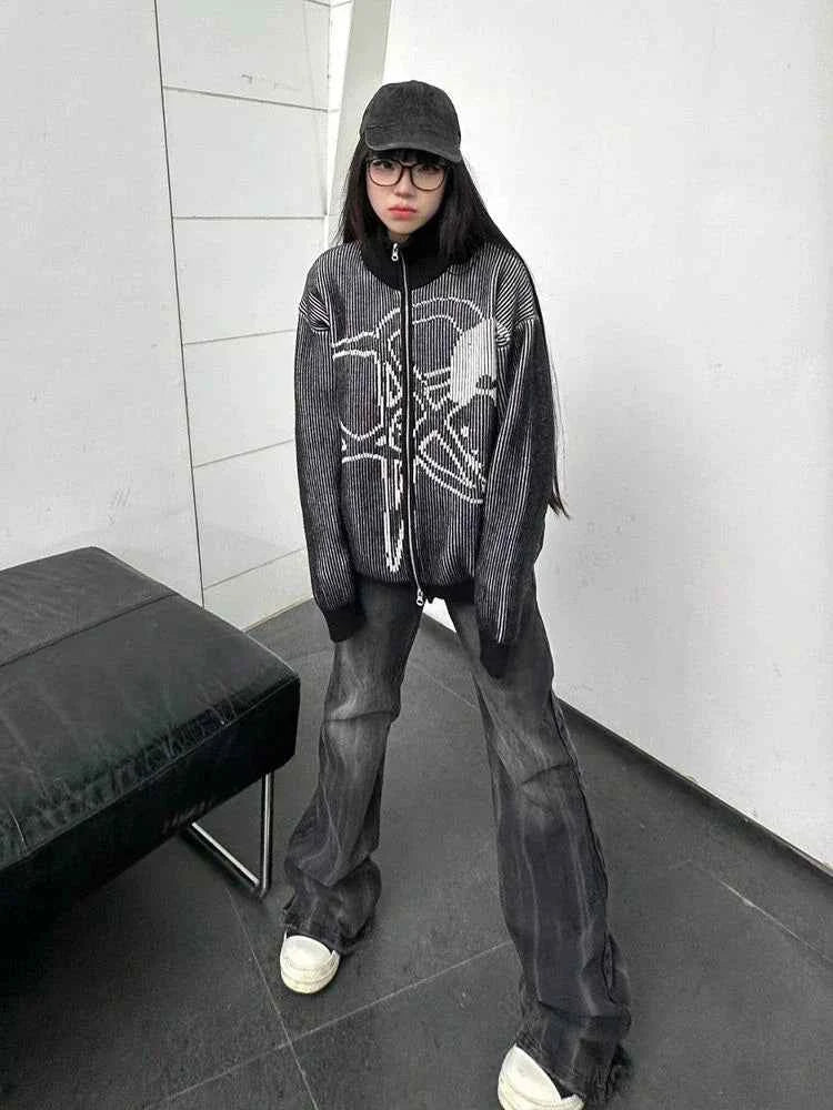 Y2K Vintage Star Jacquard Aesthetic Sweatshirt