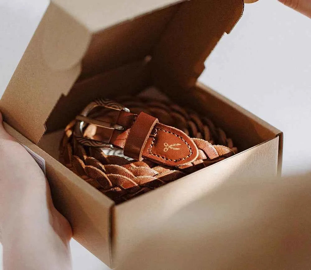 Braided Vintage Veg Tan Leather Belt