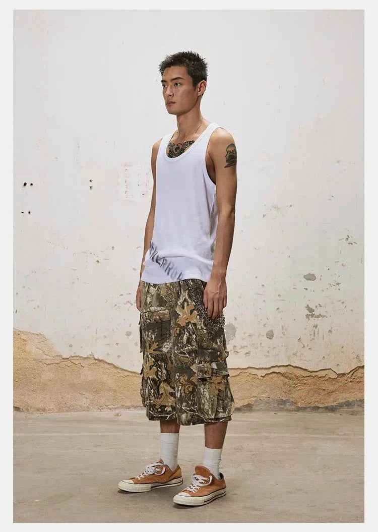 Vintage Leaf Camouflage Casual Summer Jorts