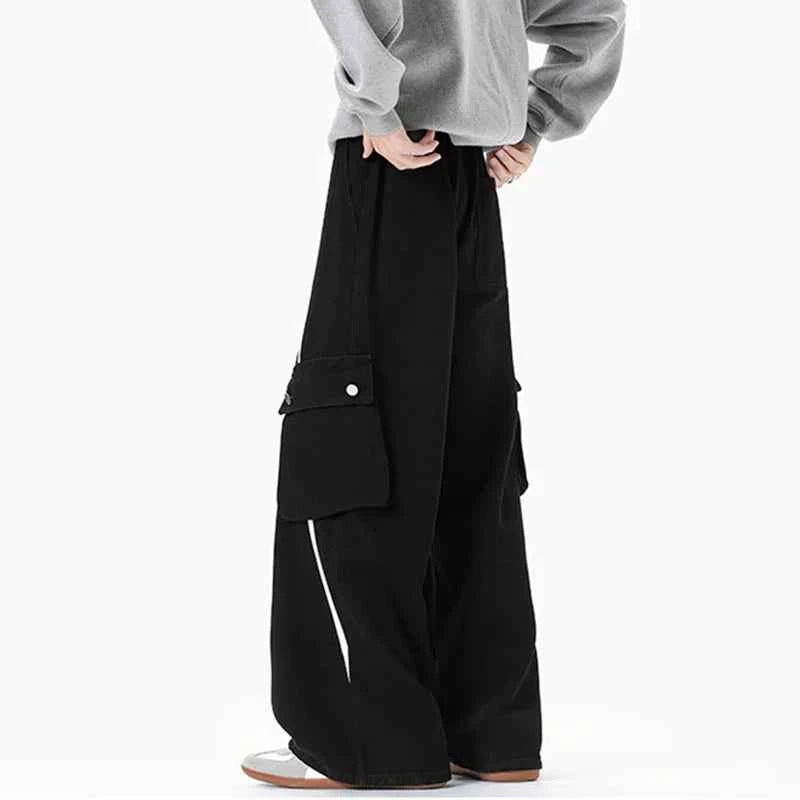 Drawstring Retro Elastic Cargo Jeans